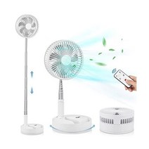 리모컨이 있는 휴대용 진동 스탠딩 팬 20 3cm(8인치) 접이식 책상 팬 7200mah 충전식 저소음 USB 미니 바닥 팬 개인 침실 사무실 낚시 캠핑 여행용 받침대 팬, 20cm
