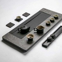 돌 차 트레이 돌 트레이 천연석 차 테이블 다도, 80x35cm 싱글 티 트레이