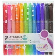 잠자리 연필 수성 사인 펜 플레이 컬러 도트 12 색 세트 GCE-011 トンボ鉛筆 水性サインペン プレイカラードット 12色セット GCE-011