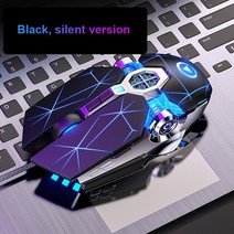 무선버티컬마우스 광학 왼손 게이밍 마우스 다채로운 게임 7 버튼 dpi 조정 가능한 컴퓨터 led 게임, 블랙 무성 버전