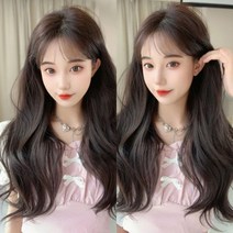 풍성한 웨이브 똑딱이 헤어피스 부분가발 여자가발, 60cm, 밝은갈색