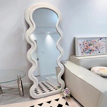 웨이브 전신 거울 인테리어 거울 엔틱 유니크 대형 물결 거울, 아니요, 밀크티 70 x 170cm