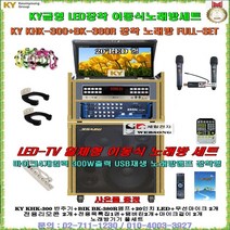 금영가정용반주기 KHK-300장착 일체형노래방세트/마이크4개입력앰프/20형LED 접이식 일체형/마이크2개포함/요양병원-학교-휴계실-팬션-강당-음악실용 노래방반주기풀세트/세림전자, 무선마이크 타입+대형리모콘