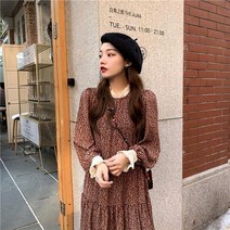 여성 롱원피스 쉬폰 루즈핏 편한 원피스 여름 봄가을 원피스 긴팔 초가을 원피스 휴양지원피스