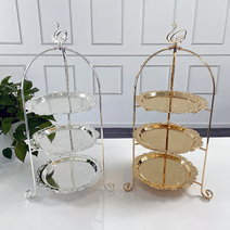 예쁜접시 디저트 플레이팅접시 케이크스탠드 3단 접이식 트레이 H2286, H2286-25S 실버