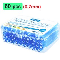 치면착색제 교정용왁스 치과용 고리 유아 아기치실 60 개상자 이쑤시개 치과 치간 브러시 0.6-1.5mm 치아 사이 청소 구강 관리 치열 교정 브러시 i 모양 치실, 60pcs 블루