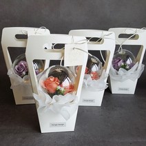 [꽃풍선 케리어] 비누꽃 터지지않는 아크릴볼 LED 생일 축하, 피치
