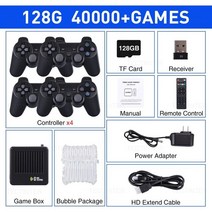 비디오 콘솔 게임조이스틱듀얼 시스템 4K 비디오 게임 콘솔 TV 플레이어 무선 패드 40000 + 내장 128G 박, 07 40000 4P NO BOX_02 미국