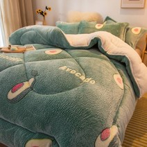 SKANDSALO 겨울이불 이불 10근 양털 양면융 솜이불 두꺼운 보온 가을겨울 겨울 모직 이불심, C03-(스노우융이불)-녹과