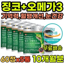 뇌건강영양제 징코 오메가3 기억력 혈행개선 눈건강 은행잎추출물 뇌에좋은영양제 뇌영양제 두뇌영양제 기억력영양제 부모님 어르신 노인 여성 남자 인지력개선 기억력향상 영양제추천 선물