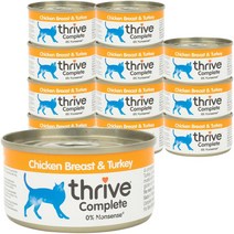쓰라이브 컴플리트 그레인프리 고양이 주식캔 75g, 12개, 치킨&칠면조