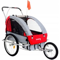 자전거 트레일러 리어카 트레일러 유모차겸용 수레 자전거캐리어 자전거보조수레, 레드 그레이