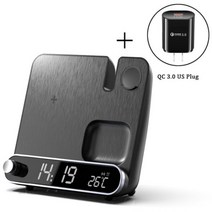 Qi 고속 도킹 스테이션 무선 기 기본 호환아이폰 14 13 12 11 미니 프로 맥스 아이워치 에어팟 3 인 1, TM1-BK-US