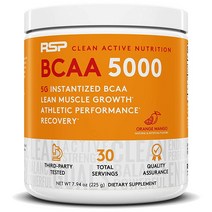 RSP BCAA 5000 (30회분) 운동 후 근육 회복 지구력 및 에너지를 위한 프리미엄 BCAA 파우더 필수 분지쇄 아미노산 5g 오렌지 망고 (포장은 다를 수 있음)