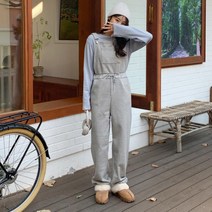 여자 데일리 스트링 와이드 스토퍼팬츠 롱 멜빵 바지