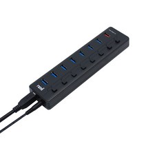넥시 USB3.0 8포트 유전원 허브 NX-U3008R, 블랙