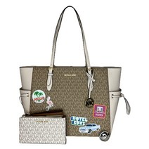 마이클코어스 Michael Kors MICHAEL Michel Gilly 대형 드로스트링 여행용 토트 번들 더블 지퍼 손목 지갑 후크 마이애미 에디션