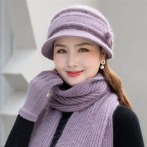 여성 겨울 장갑 여자 발열 방한 패션 따뜻한 모자 스카프 따뜻한 뜨개질 베레모 정점 모자 두꺼운 모자 스카프 ​​토끼 머리 혼합 3 세트