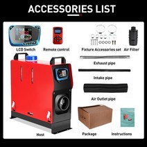 무시동 히터 캠핑 차량용 온풍기 겨울캠핑 hcalory all in one 1-8kw 공기 디젤 5-8kw 12v 트럭 용, 빨강 파랑 LCD