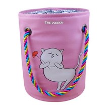 더자카 플라워 캣 원형 목욕가방 핑크, 1개