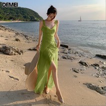DFMEI 초선 프렌치 빈티지 롱스커트 디자인 프릴 트임 롱스커트 해변에 바캉스 비치 스커트