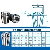 절삭공구홀더 스프링 콜렛 ER 척 CNC 밀링 선반 공구 거치대, 12 ER16 50mm