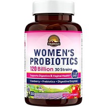 Vitalitown 여성용 프로바이오틱스 1200억 CFUs 1 데일리 프리바이오틱스 및 소화 효소 및 크랜베리 포함 30가지 변형 보관 가능 장 및 질 건강 비건 비 GMO 지연 방출 채소 캡 30개