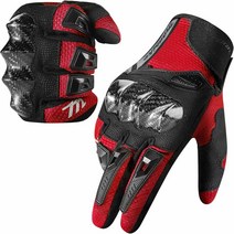 MADBIKE 남성용 여성용 오토바이 장갑 터치스크린 모토크로스 더트 바이크 라이딩 탄소 섬유 보호 하드 너클 모델 MD66(블루 XL) 651442, X-Large_Red