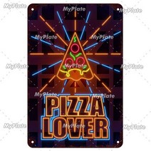 네온사인 무드등 간판 네온조명 led 카페 펍 술집 Myplate 빈티지 네온 피자 벽, 20x30cm, 10905