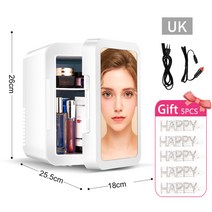 화장품에 대 한 냉장고 8l 미니 스킨 케어 냉장고 220v LED 미러 메이크업 아름다움 내장 냉장고 쿨러 따뜻, 04 white UK