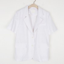 퍼니걸스 뒷 단추 오버핏 반팔 린넨 자켓_3378