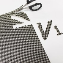 잘라붙이는 라인스톤스티커 의류신발리폼 큐빅소품 와펜 DIY꾸미기 재료 튜닝 24 x 20cm (스티커방식), 블랙