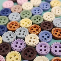 파스텔 컬러 나무단추 미니 우드단추 100P