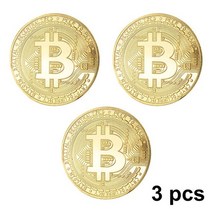 비트코인 기념주화 은화 금화 희귀동전 3pcs bitcoin 물리적 수집가 골드 실버 로즈 도금 동전 기념품 소장 기념 동전 btc 골동품 모조 선물, 골드 3pcs