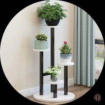 플랜테리어 4단 원형 화분진열대 블랙화이트