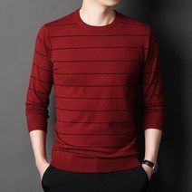 남자 라운드 스트라이프 긴팔 니트 하늘비즈 C11 P617N620