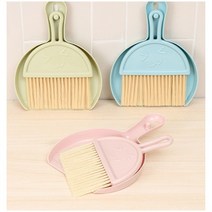 스마일 미니 빗자루 세트 쓰레받기 소형 사무실 청소, 핑크