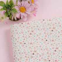 태백섬유 대폭 무형광 줄 누빔 원단 2온스 퀼팅 싱글 다이마루 잔꽃 나염 솜 누비지, 백아이보리(사이)