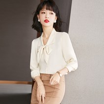 분위기 있는 가을 셔츠 여 디자인 소소한 봄가을 프렌치 탑 칼라 셔츠
