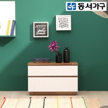이정가구 레오800 2단 서랍장, 오크 + 화이트