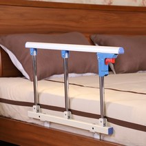 노인용침대 침대난간 요양원낙상 사이드레일 침대안전 안전 침대가드 임산부의날이벤트 침대난간대 안전지지대 범퍼침대 사이드바 임산부생일선물, 블루 풀 메탈 스테인리스 스틸 3단, 한 개