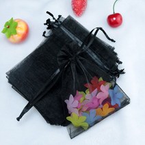 선물 가방 일본 윈도우 쇼핑 타포린 백 10pcs (11x16cm) 오간자 쥬얼리 포장 가방 보관 웨딩 크리스마스, 19 black