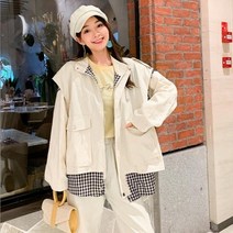 여성잠바 체크 레이어드 보이핏 자켓 여성점퍼