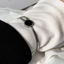 남자 팔찌 블랙 펜던트 스프링 뱅글 blac circle spri