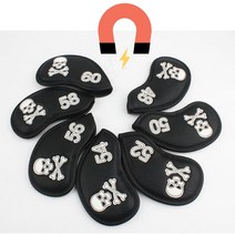 웨지커버 자석 해골 골프 52 56 60도 샌드 블랙 가죽, 캠프빌리지 50도