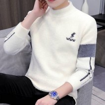 남자니트 목티 반목폴라 슬림 앙고라 스웨터 반터틀넥 머슬핏
