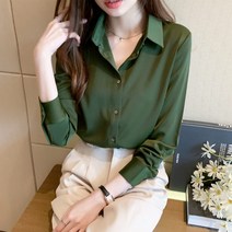 깔끔하고 단정한 여성 기본형 긴팔블라우스 세미정장룩