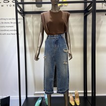 제시뉴욕 JAW-DS6330 F 제시뉴욕 헤짐포인트 롱 데님 스커트
