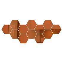 12pcs 3D 거울 벽 스티커 육각형 전사 술 가정 장식 DIY 자동 접착 예술 훈장 46126mm 큰