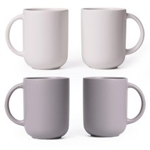 보울보울 레트로라인 핸들머그 370ml, 밀크화이트+애쉬그레이, 4개